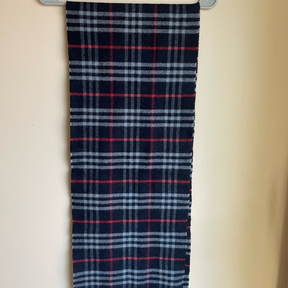 Authentic Burberrys vintage nova check blue wool scarf (F1062) - Picture 6 of 7